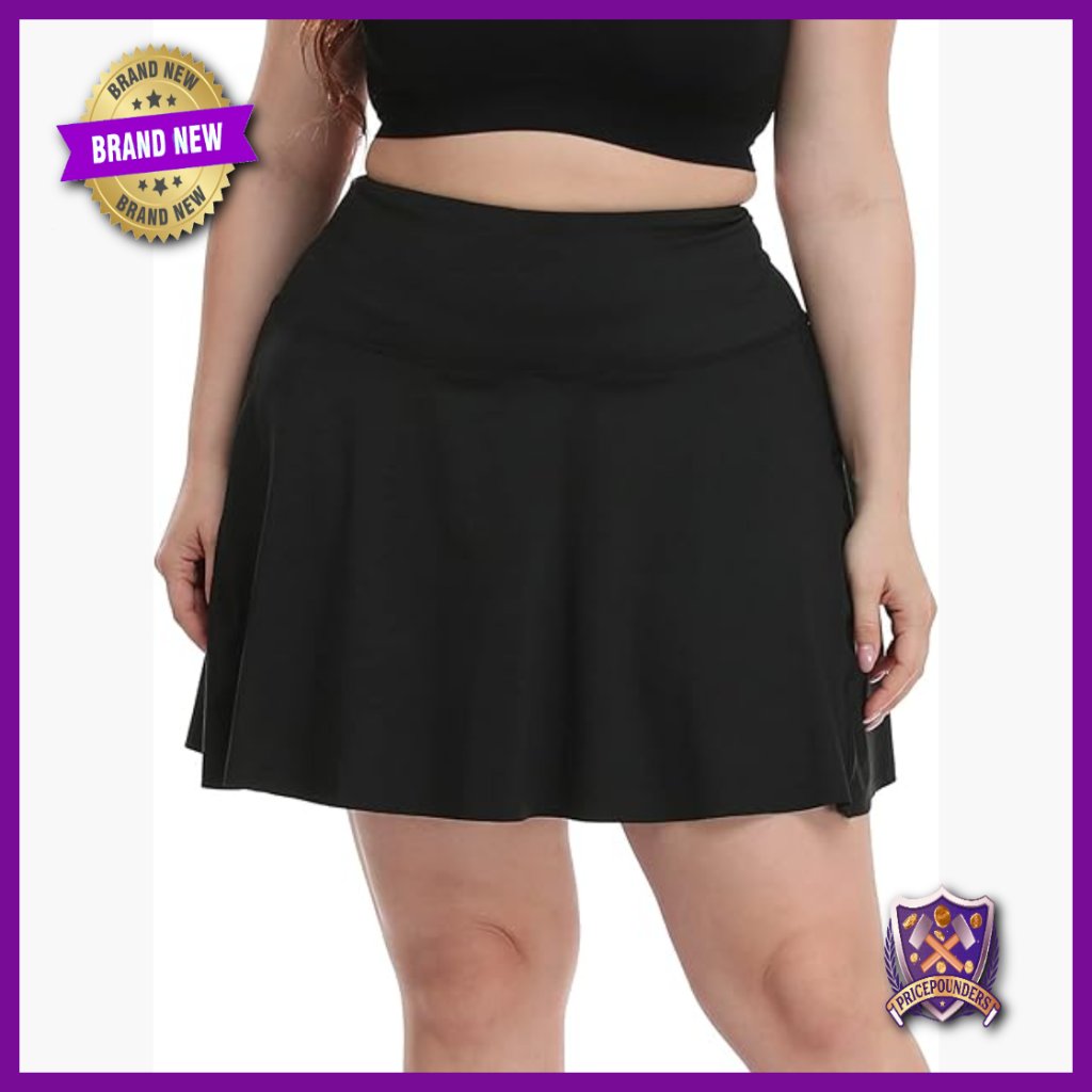 Plus Size Tennis Skort With Built-In Shorts, Pockets, Upf 50